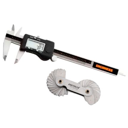 Combo Paquímetro Digital 3 em 1 de 150mm + Calibradores de Raio 7,0 a 14,5mm com 32 Lâminas DIGIMESS-K4248