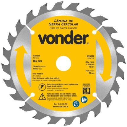 Lamina Serra Circular para ISCV1831 Linha Bateria Intercambiável 165 x 20mm VONDER-4650165240