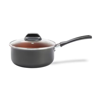 Panela Brinox Topázio Antiaderente Pro-Flon Tampa de Vidro 1,3L 16cm Cinza Range