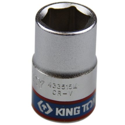Soquete Sextavado Curto 15mm com Encaixe 1/2 Pol. KINGTONY-433515